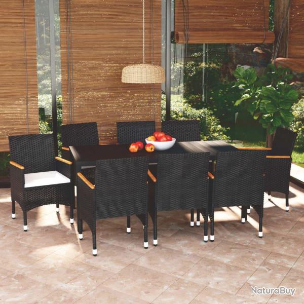 Ensemble � manger de coussins 9pcs R�sine tress�e Noir