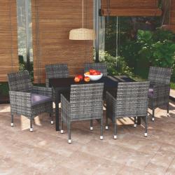 Ensemble &agrave; manger de coussins 7pcs R&eacute;sine tress&eacute;e Gris