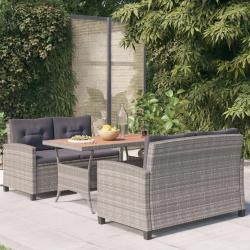 Ensemble &agrave; manger de 3 pcs R&eacute;sine tress&eacute;e bois d'acacia