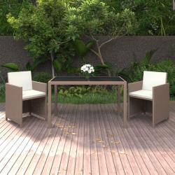 Ensemble &agrave; manger de et coussins 3 pcs Poly rotin Beige