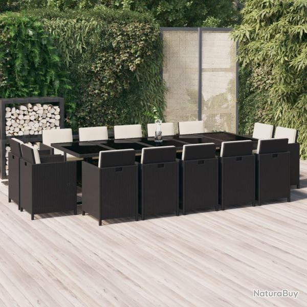 Ensemble � manger de coussins 15 pcs R�sine tress�e Noir