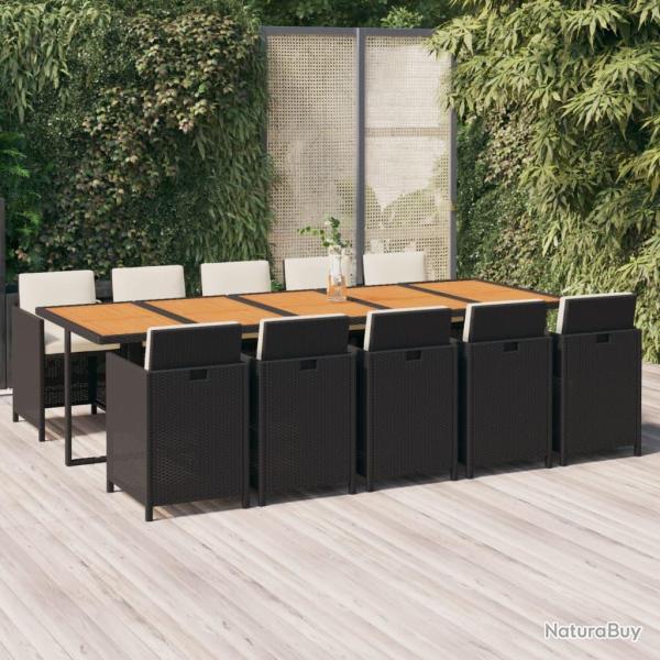 Ensemble � manger de coussins 11 pcs R�sine tress�e Noir