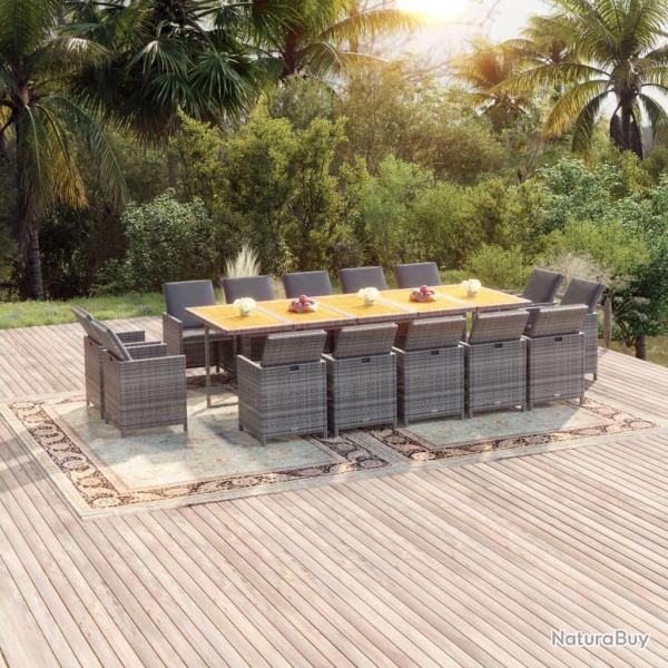 Ensemble � manger de coussins 15 pcs R�sine tress�e Gris