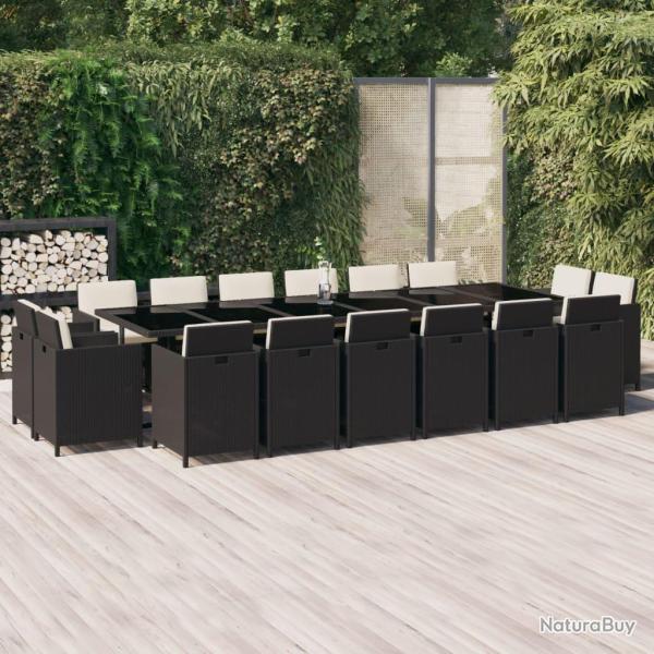 Ensemble � manger de coussins 17 pcs R�sine tress�e Noir
