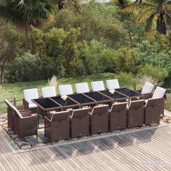 Ensemble de repas 17 pi�ces avec coussins, en r�sine tress�e, pour la salle � manger