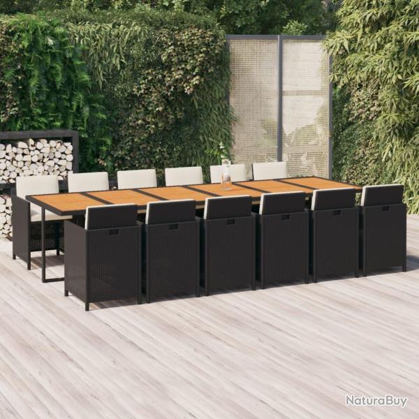 Ensemble � manger de coussins 13 pcs R�sine tress�e Noir
