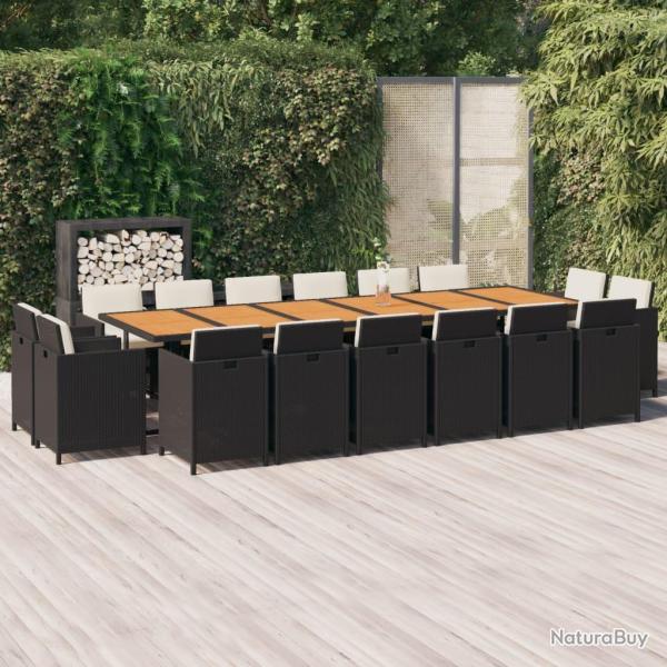 Ensemble � manger de coussins 17 pcs R�sine tress�e Noir