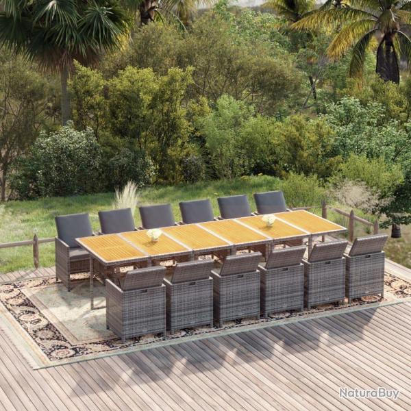 Ensemble � manger de coussins 13 pcs R�sine tress�e Gris