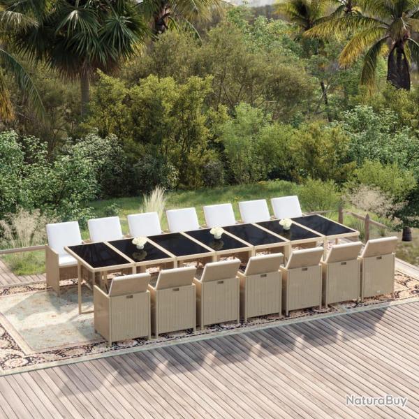 Ensemble � manger de coussins 15pcs R�sine tress�e Beige