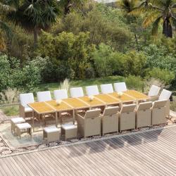 Ensemble &agrave; manger de coussins 19pcs Beige R&eacute;sine tress&eacute;e