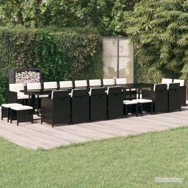 Ensemble � manger de 21pcs coussins noir r�sine tress�e