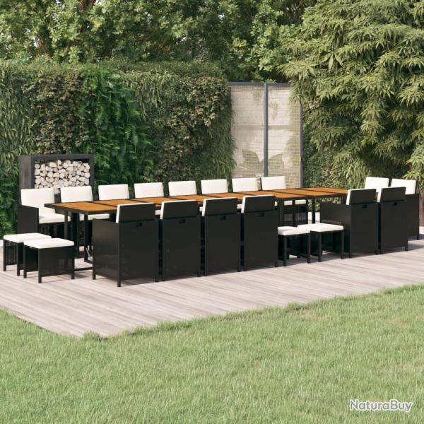 Ensemble � manger de 21pcs coussins noir r�sine tress�e