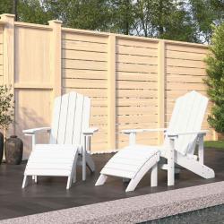 Chaises de Adirondack lot de 2 repose-pieds PEHD Blanc