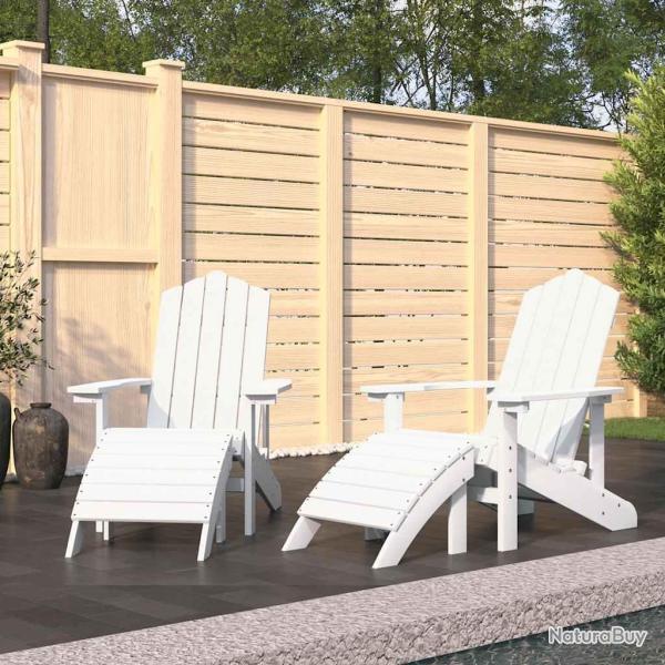 Chaises de Adirondack lot de 2 repose-pieds PEHD Blanc