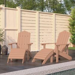 Chaises de Adirondack lot de 2 repose-pieds PEHD Marron