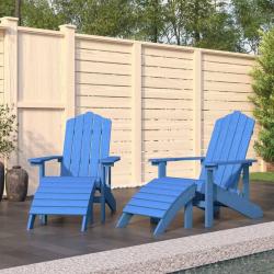 Chaises de Adirondack lot de 2 repose-pieds PEHD Bleu