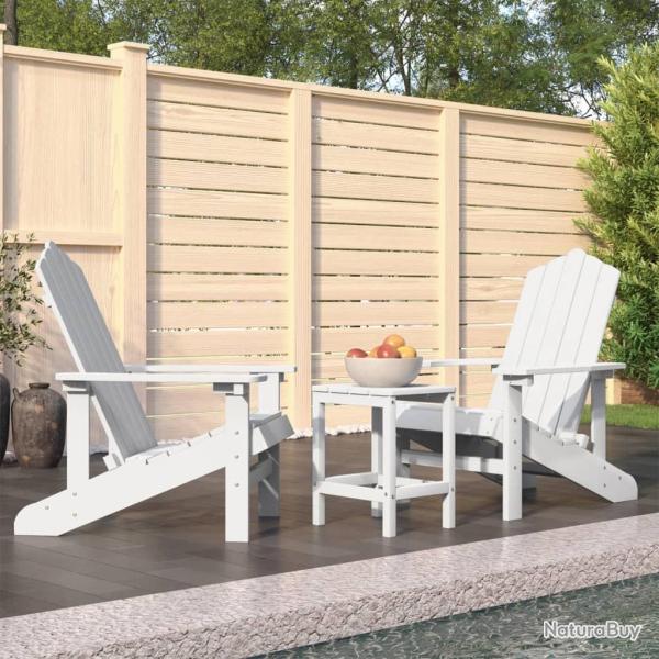 Chaises de Adirondack avec table PEHD Blanc