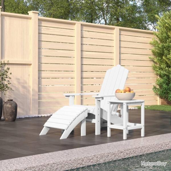 Chaise de Adirondack repose-pied table PEHD Blanc