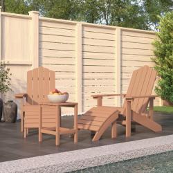 Chaises de Adirondack repose-pied et table PEHD Marron