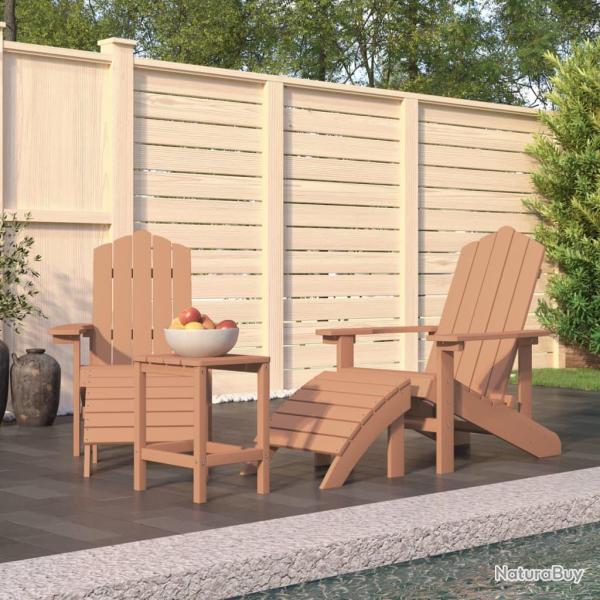 Chaises de Adirondack repose-pied et table PEHD Marron