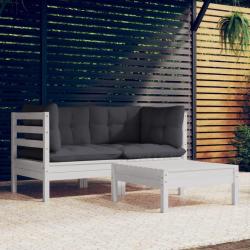 Salon de 3 pcs avec coussins anthracite bois de pin