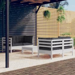 Salon de 5 pcs avec coussins anthracite bois de pin
