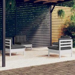 Salon 4 pi&egrave;ces avec coussins anthracite, en bois de pin