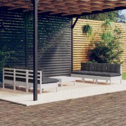 Salon de 7 pi&egrave;ces avec coussins anthracite