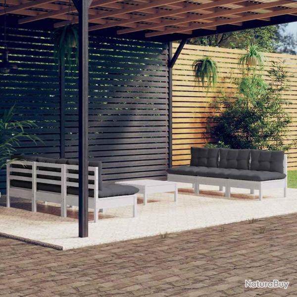 Salon de 7 pi�ces avec coussins anthracite