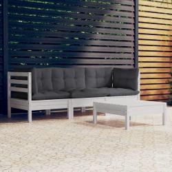 Salon de 4 pcs avec coussins anthracite Bois de pin