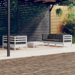 Salon de 6 pcs avec coussins anthracite bois de pin