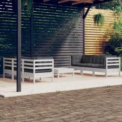 Salon de 7 pcs avec coussins anthracite bois de pin