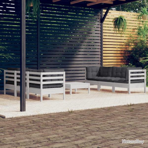 Salon de 7 pcs avec coussins anthracite bois de pin