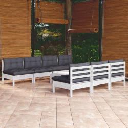 Salon de 8 pcs avec coussins anthracite Bois de pin