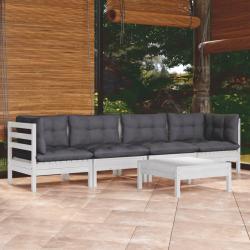 Salon de 5 pcs avec coussins bois de pin massif