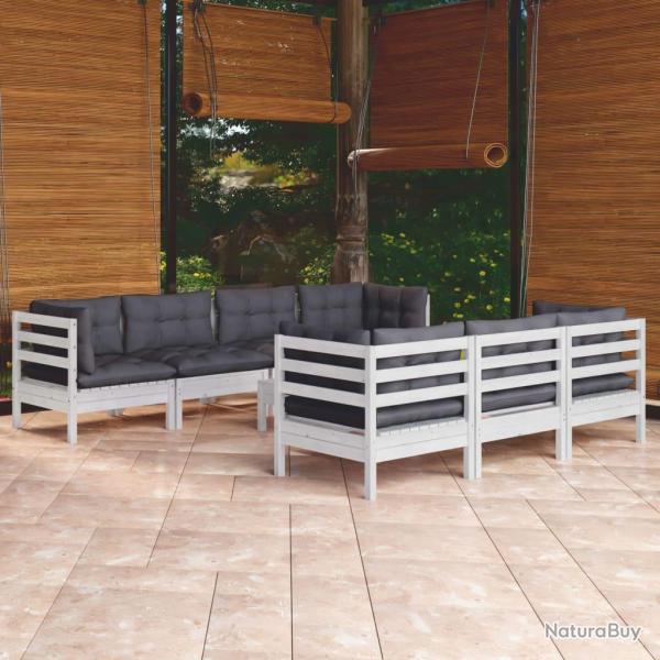 Salon de 8 pcs avec coussins bois de pin massif