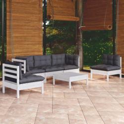 Salon de 6 pcs avec coussins bois de pin massif