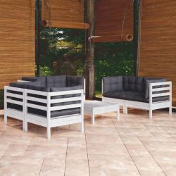 Salon de 7 pcs avec coussins bois de pin massif