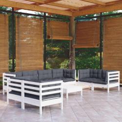 Salon de 9 pcs avec coussins bois de pin massif