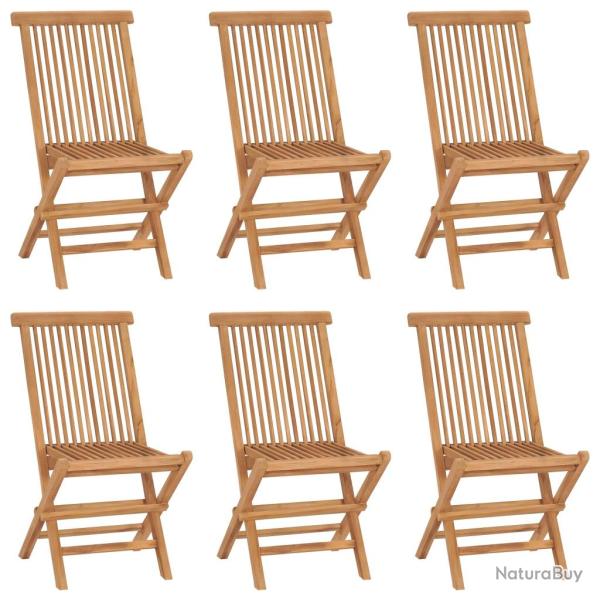 Chaises pliables de lot de 6 Bois de teck solide