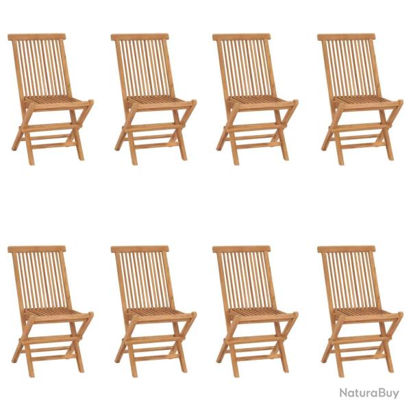 Chaises pliables de lot de 8 Bois de teck solide