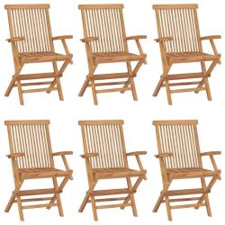 Chaises pliantes, 6 pi&egrave;ces, en teck massif, pour le salon