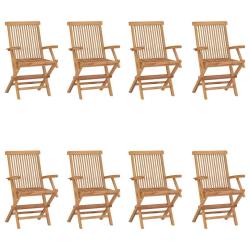 Chaises pliantes, 8 pi&egrave;ces, en bois de teck massif