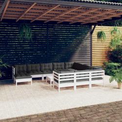 Salon de 12 pcs avec coussins blanc bois de pin