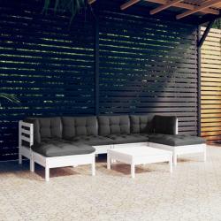 Salon de 7 pcs avec coussins blanc bois de pin