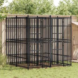 Chenil d'ext&eacute;rieur pour chiens Acier 3,69 m&sup2;
