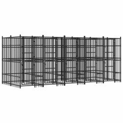Chenil d'ext&eacute;rieur pour chiens Acier 9,22 m&sup2;