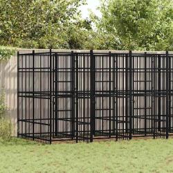 Chenil d'ext&eacute;rieur pour chiens Acier 11,06 m&sup2;