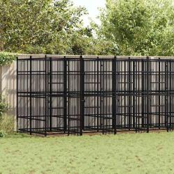 Chenil d'ext&eacute;rieur pour chiens Acier 12,9 m&sup2;