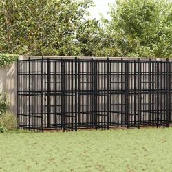 Chenil d'ext&eacute;rieur pour chiens Acier 14,75 m&sup2;